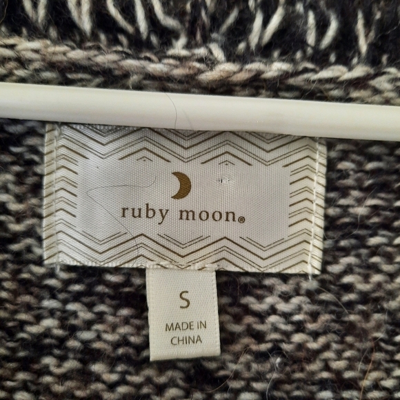 RUBY Moon Wool Blend Knit Cardigan Open Front Black & Gray Small - Picture 2 of 6